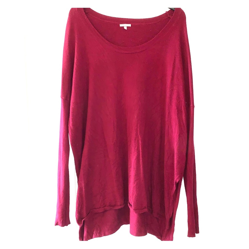 Burgundy longline sweater off the shoulder